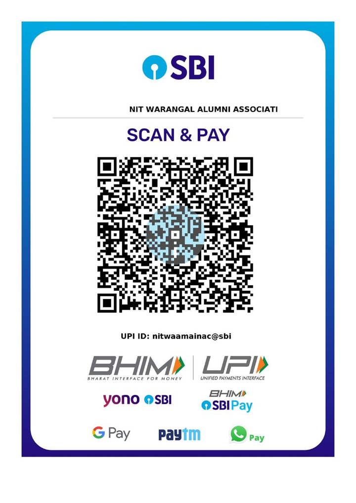 NITW Alumni Association — SBI UPI payment QR